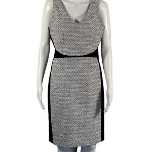 White House Black Market Black and White Sheath Midi Dress